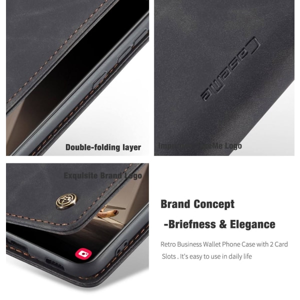 CaseMe Plånboksfodral Svart med kortplats för Samsung Galaxy S21 Svart