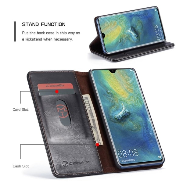CaseMe  Plånboksfodral med kortplats för Huawei Mate 20-003 Svart