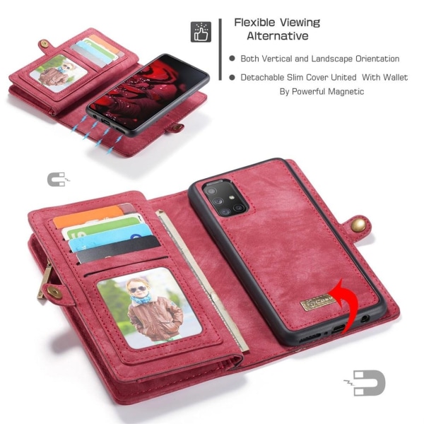 CaseMe Plånboksfodral med magnetskal för Galaxy A71 Röd