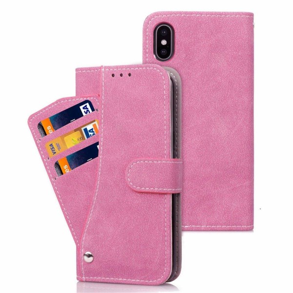Plånboksfodral rosa för iPhone X/XS - Med kortplatser och sedelf Rosa