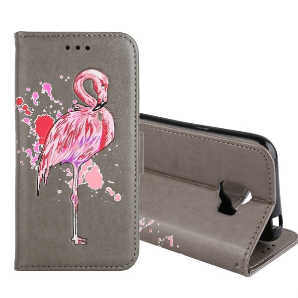 Plånboksfodral för Galaxy J2 Pro (2018) -  Grå med rosa flamingo Grå, rosa