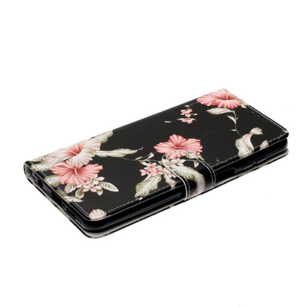 Plånboksfodral för Xiaomi Redmi Note 9 Pro - Svart med rosa blom Multifärgad
