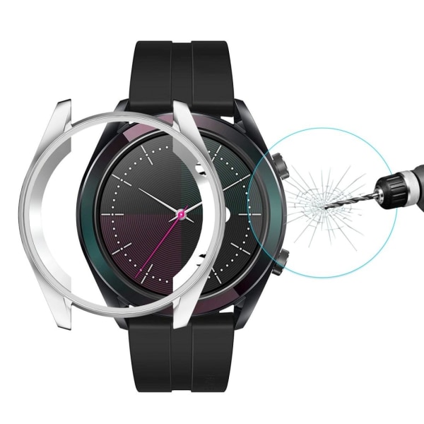 Displayskydd med ram för Huawei Watch GT Elegant 42mm av härdat Silver ram