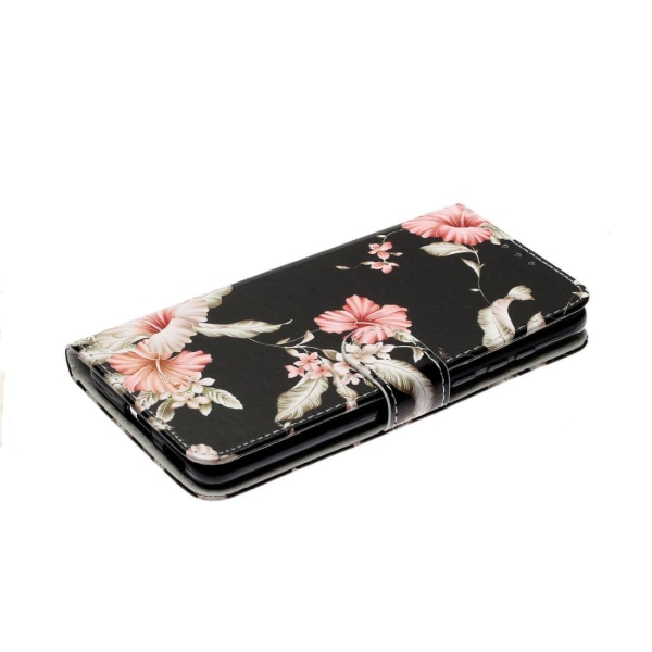 Plånboksfodral för Huawei P40 - Svart med rosa blommor Multifärgad