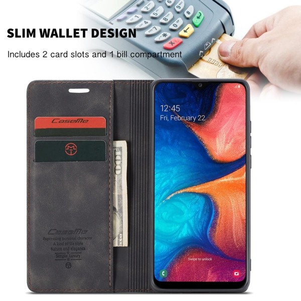 CaseMe Plånboksfodral med kortplats för Galaxy A20 / A30 Svart Svart
