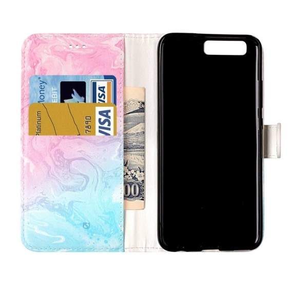 Plånboksfodral för Huawei P10 - Marmormönster rosa & blå Multifärgad