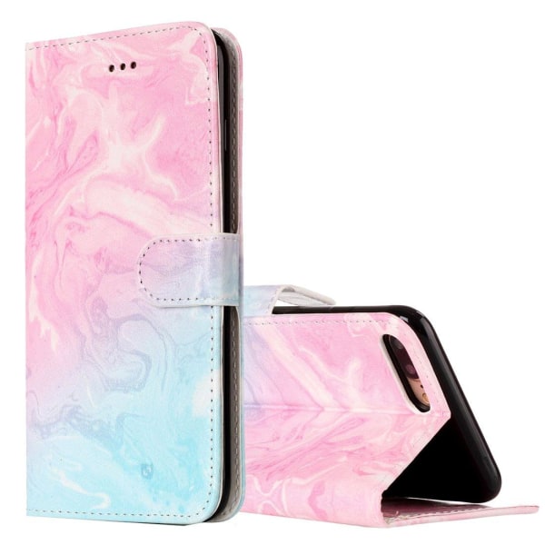 Plånboksfodral för iPhone 7 & 8 Plus - Marmormönster rosa & blå Multifärgad