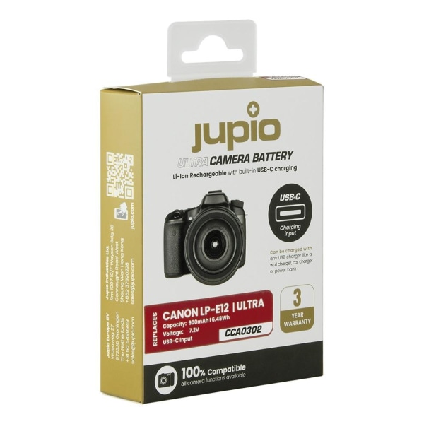 Jupio kamerabatteri 900 mAh för Canon LP-E12 USB-C