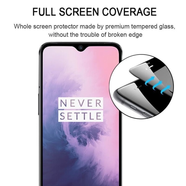 Heltäckande Skärmskydd 9H för OnePlus 7T  - Svart ram
