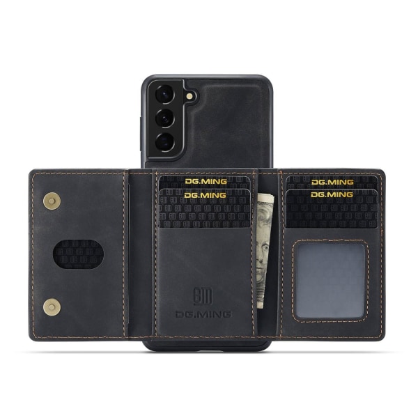 DG.MING 2 i 1 Vikbar plånbok & magnetiskt skal för Samsung Galax Svart Svart
