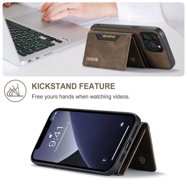 DG.MING 2 i 1 Vikbar plånbok & magnetiskt skal för iPhone 13 Pro Kaffe Kaffe