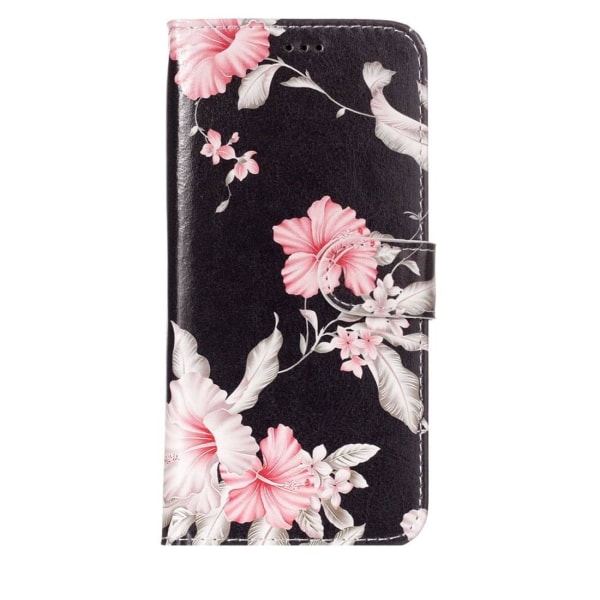 Plånboksfodral för Galaxy S9 Plus - Svart med rosa blommor Multifärgad