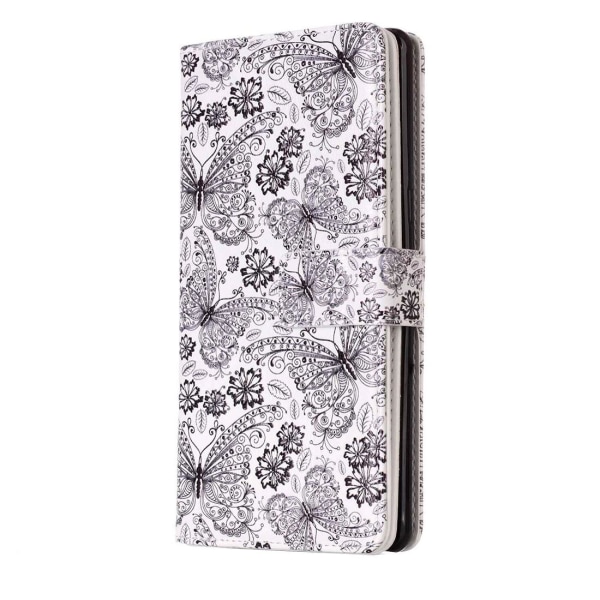Plånboksfodral för Galaxy Note 8 -  Vit med fjärilar och blommor Vit, svart