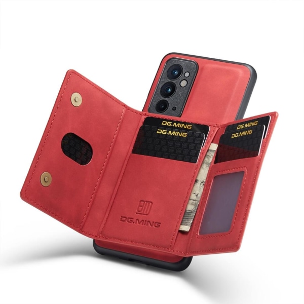 DG.MING 2 i 1 Vikbar plånbok & magnetiskt skal för OnePlus 9RT 5 Röd Röd