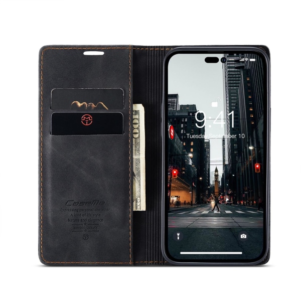 CaseMe Plånboksfodral med kortplats för iPhone 14 Pro Max Svart Svart