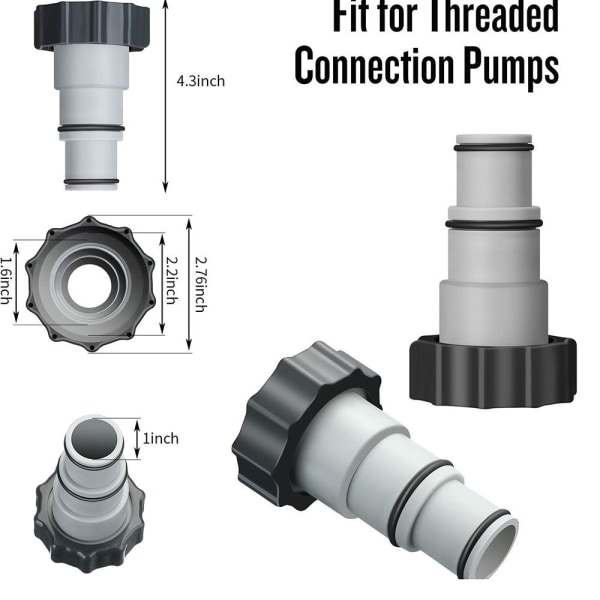 Gängade slanganslutningar Filterpumpar Adapter 1