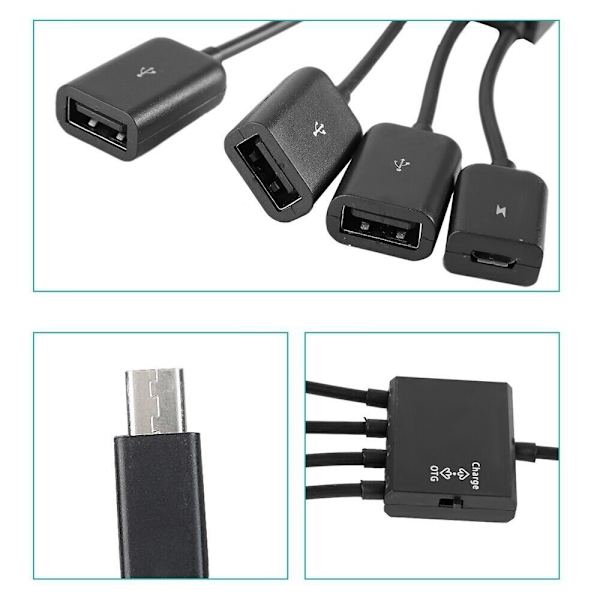 4 i 1 USB laddningskabel Micro USB Hub USB Converter Adapter