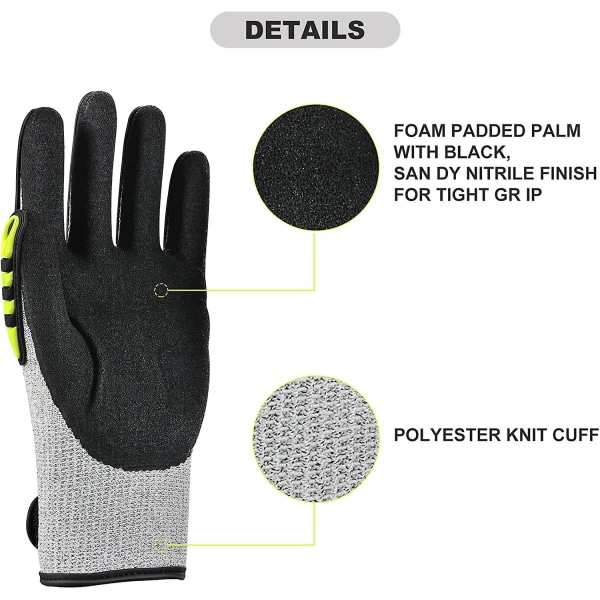 Mordely Work Gloves Cut Resistant Mechanic Gloves Level 5 Cut Protection Anti-vibration Abrasion Resistant Gloves For Garden Construction