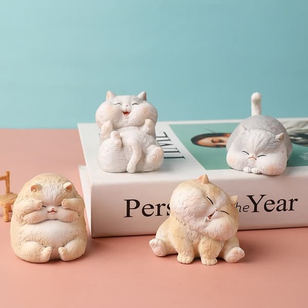 Mordely Resin Cat Statue Bobblehead Ornament 3