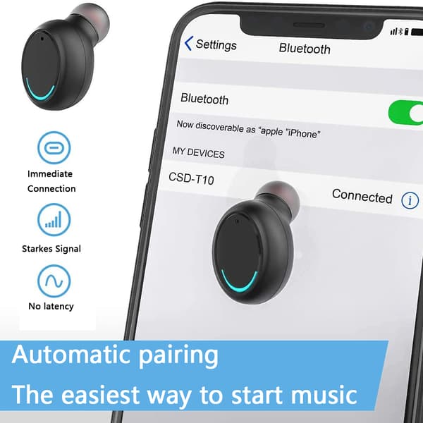 Mordely Trådlösa hörlurar Bluetooth hörlurar Black