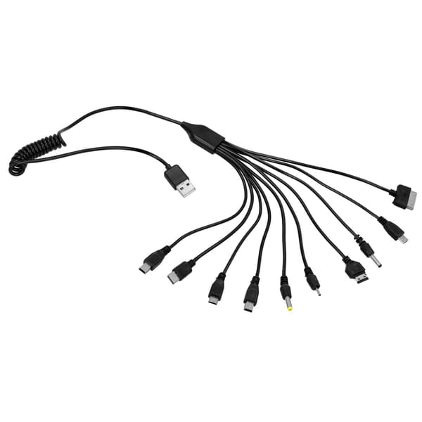 Multifunktionell 10-i-1 Laddningskabel black