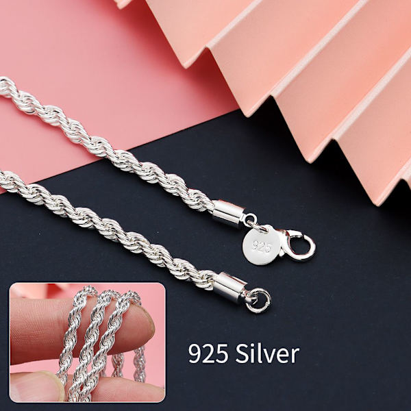 Mordely Twisted Rope Chain Necklace 925 Sterling Silver 22 INCH 22 INCH 22 inch