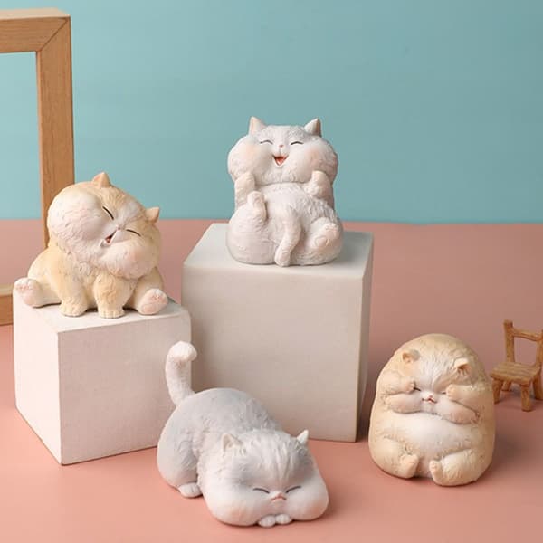 Mordely Resin Cat Statue Bobblehead Ornaments 2