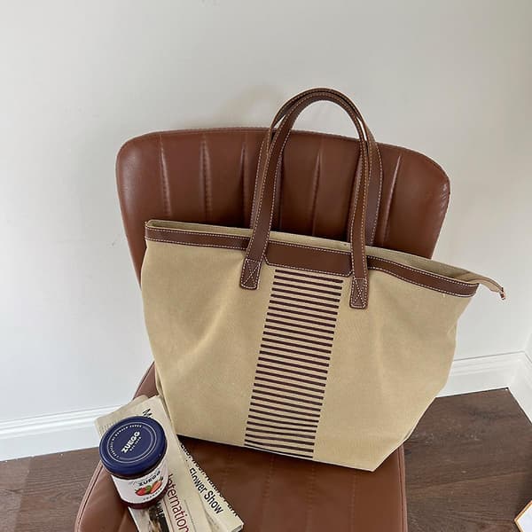 Women Casual Large Capacity Versatile Messenger Solid Color Canvas Simple Retro Shoulder Bag Khaki