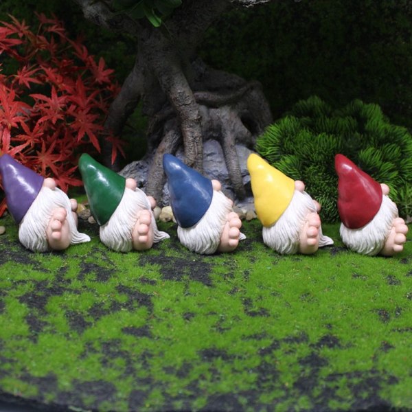 Mordely Miniatyr Gnome Figurines Big Feet Dwarfs Staty GUL yellow