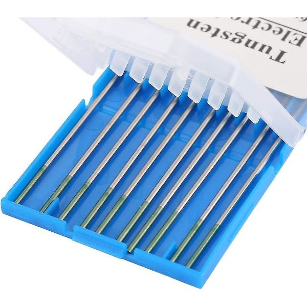 Mordely 10 Pack Wp Green Tip Pure Tungsten Electrodes 1.0/1.6/2.0/2.4/3.2mm 250-400a For Tig Ac Welding (1.6mm X 175mm)