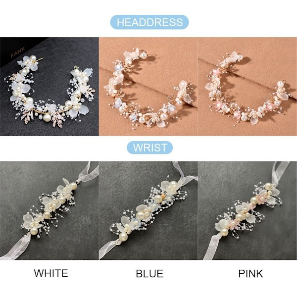 Mordely Pärla handled Blomma flickor Brudtärna VIT HUVUDDRÄNK White Headdress-Headdress