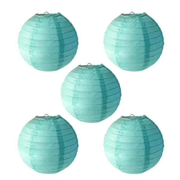Mordely 5 st kinesiska papper lykta papper Pom Poms 8