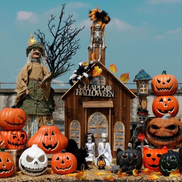 Mordely Halloween pumpa lykta pumpor dekorationer C