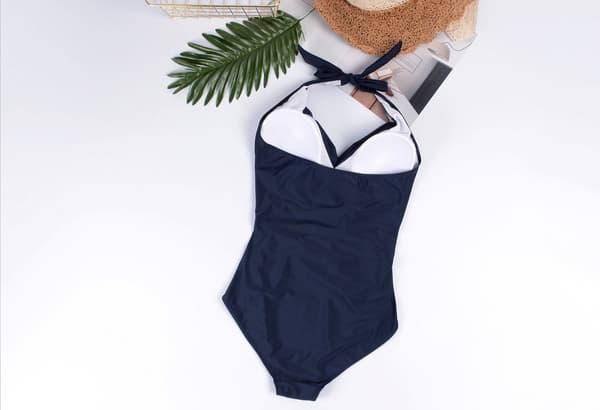 aternity Swimsuit One Piece Swimsuit Halter Pregnancy Solid Swimsuit with Adjustable Drawstring Navy M