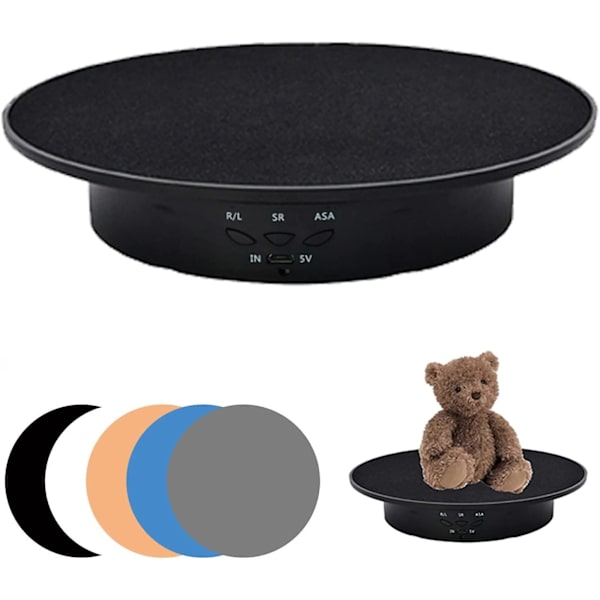 2023 Motorized Display For Electric Turntable 90-180-360 Degrees, Load 8 Kg, Diameter 20 Cm, With 5 Pvc Bottoms (black)