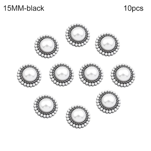 Mordely 10st Pearl Clothing Knappar Skjorta Knappar SVART 15MM10ST 10ST black 15MM10pcs-10pcs