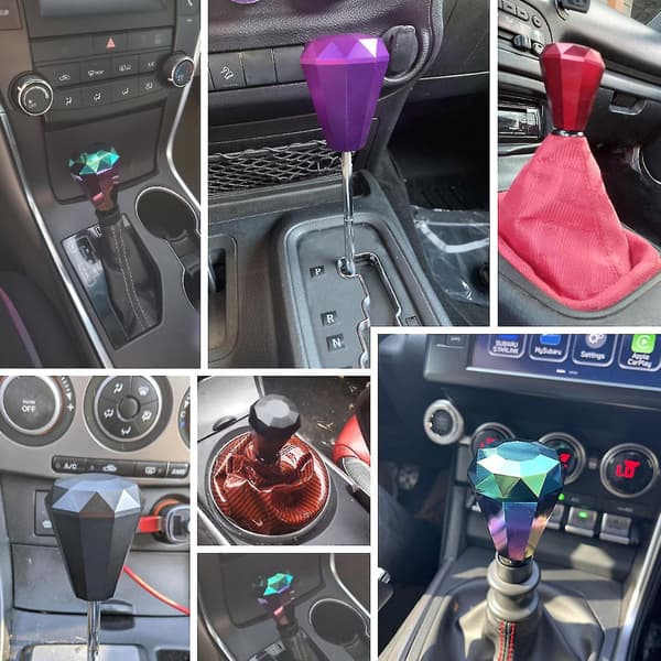 Red Diamond Shift Knob Shifter With Adapter Universal Manual Transmission For Head