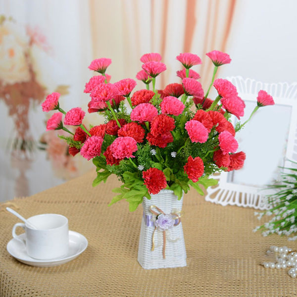 Flower Vase Unbreakable Square Opening Desktop Decoration Imitation Rattan Woven Plastic Vase For Home Couple