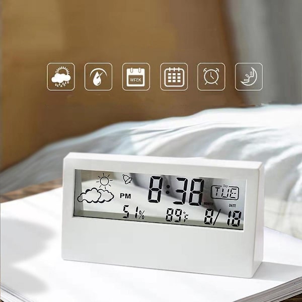 Digital Travel Alarm Clock - Foldable Calendar & Temperature & Timer Lcd Clock With Snooze Mode - Large Number Display, Battery Operated - Compa