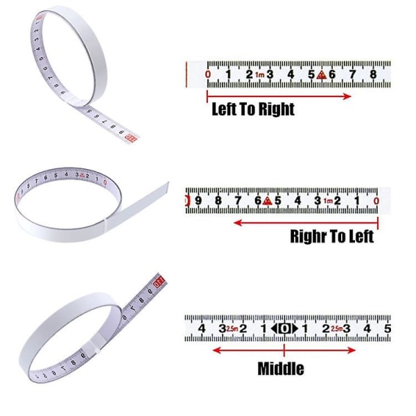 Mordely 2 Meters Sticky Scale Steel Ruler With Glue Scale Tape Measure Self-adhesive Ruler-middle Division