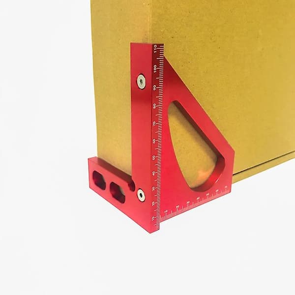 Woodworking Tools Aluminum Alloy 90 Degree Right Angle Ruler Multi-function Marking Ruler Triangular Ruler (red)