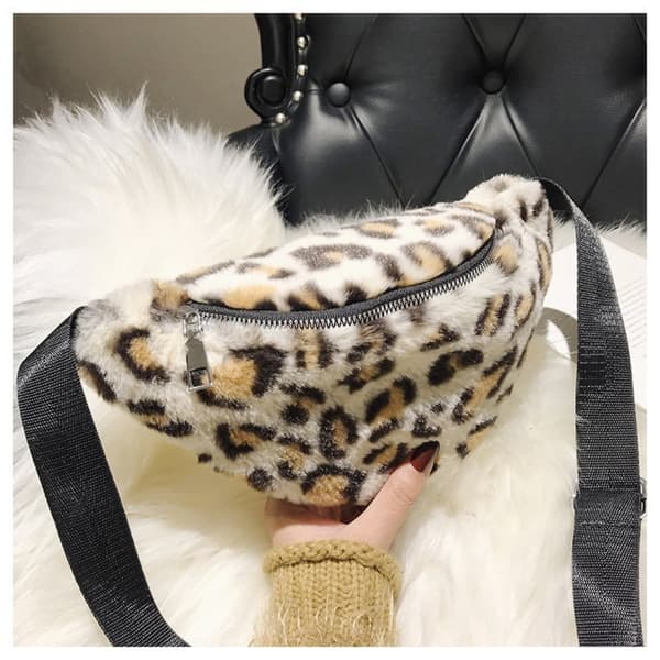 Plysch midjeväska Leopard Crossbody-väskor A