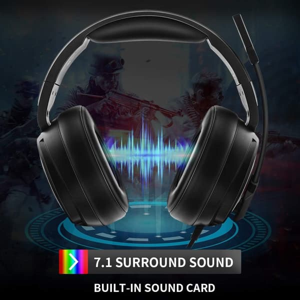 Mordely USB Pro Gaming Headset för PC- 7.1 Surround Sound