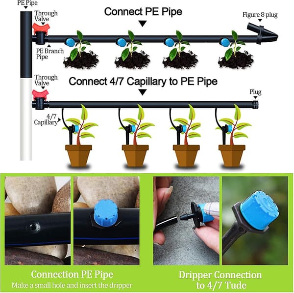 2023 100pcs Garden Irrigation Dripper, 8 Hole Adjustable Flow Dripper Micro Sprinkler Garden Irrigation System For Grass Garden