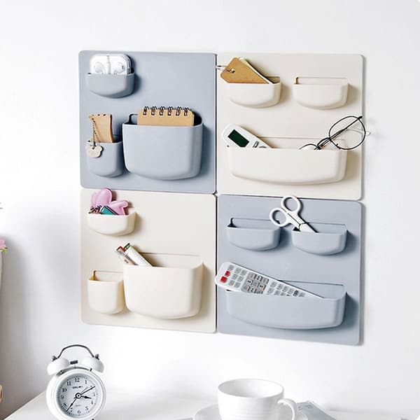 Mordely Plastic Self Adhesive Wall Mounted Storage Shelf Bathroom Kitchen Fridge Refrigerator Storage Rack Organizer Holder