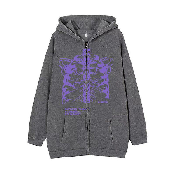 Mordely Dark Zip Hoodie Skeleton Hoodie Boned Hoodie dark grey-purple XL