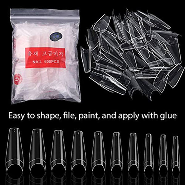 Mordely 500ST Falsk Nail Djup C Curve Kista Naglar NATURLIG Natural