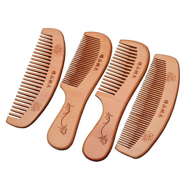 Mordely 2 st Peach Wood Comb Fine Tooth Comb 3