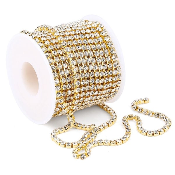 Mordely Rhinestone Chains AB Dense Claw Chains GULD VIT Gold white