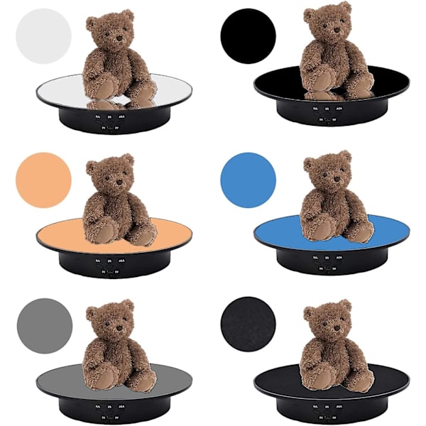 2023 Motorized Display For Electric Turntable 90-180-360 Degrees, Load 8 Kg, Diameter 20 Cm, With 5 Pvc Bottoms (black)